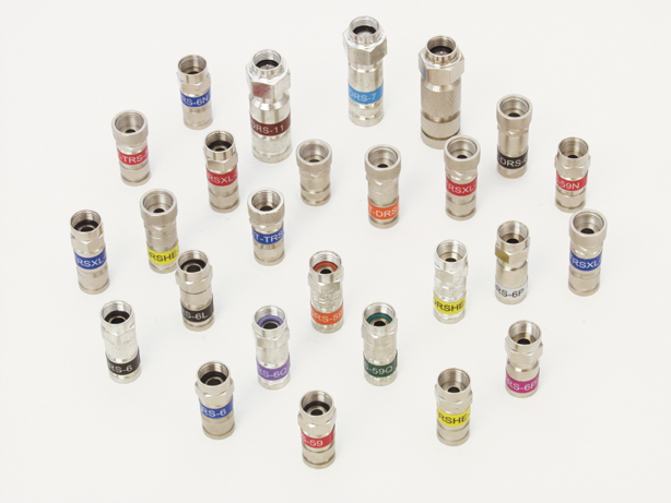 26 color coded cable connectoers on white background