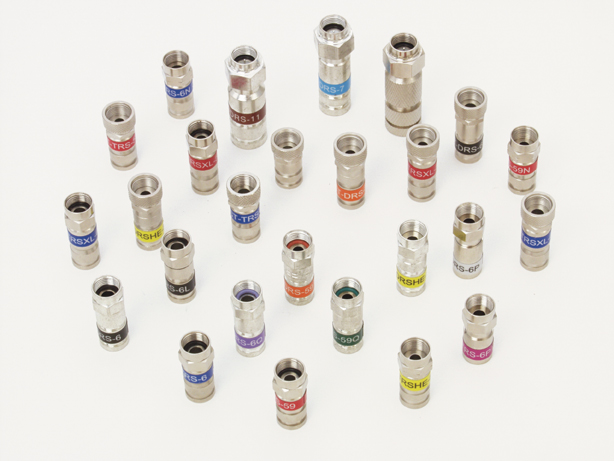 26 color coded cable connectoers on white background